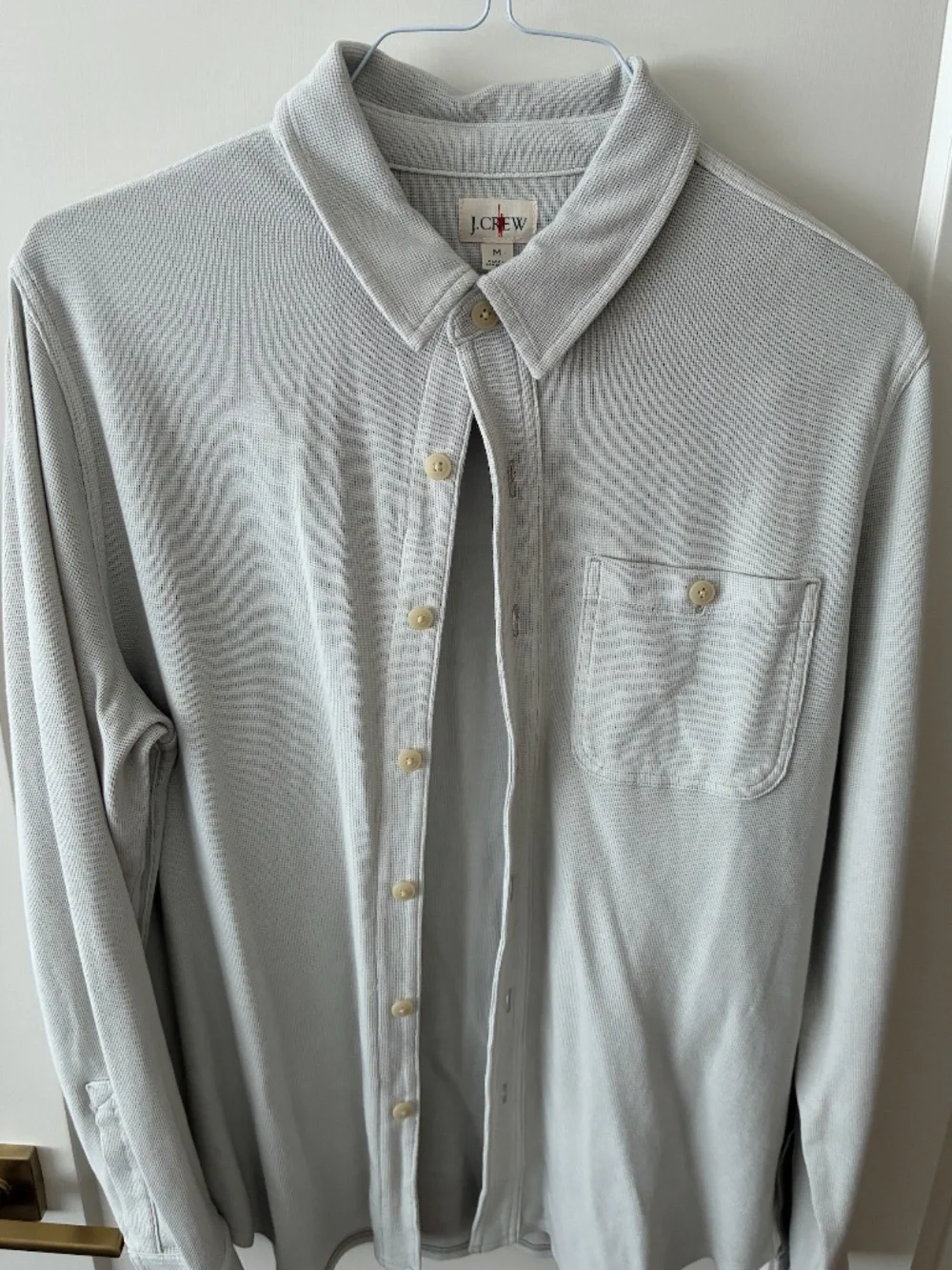 J.Crew Cotton Waffle Shirt Stone Size Medium